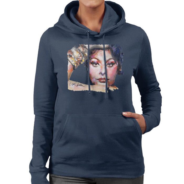 Sidney Maurer Original Portrait Of Sophia Loren Womens Hooded Sweatshirt - Womens Hooded Sweatshirt