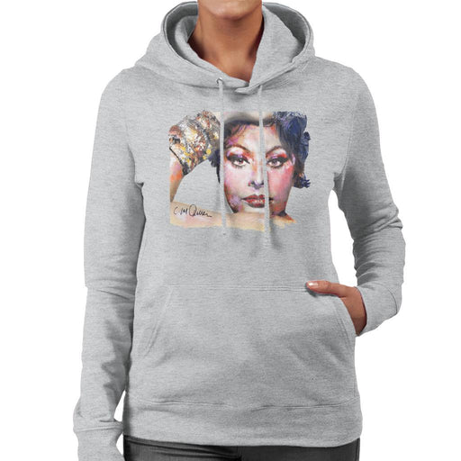 Sidney Maurer Original Portrait Of Sophia Loren Womens Hooded Sweatshirt - Womens Hooded Sweatshirt