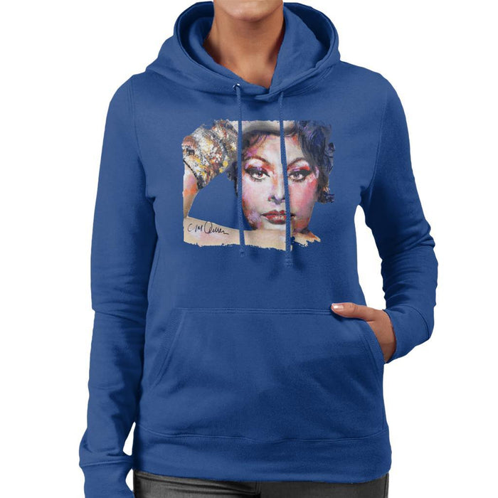 Sidney Maurer Original Portrait Of Sophia Loren Womens Hooded Sweatshirt - Womens Hooded Sweatshirt