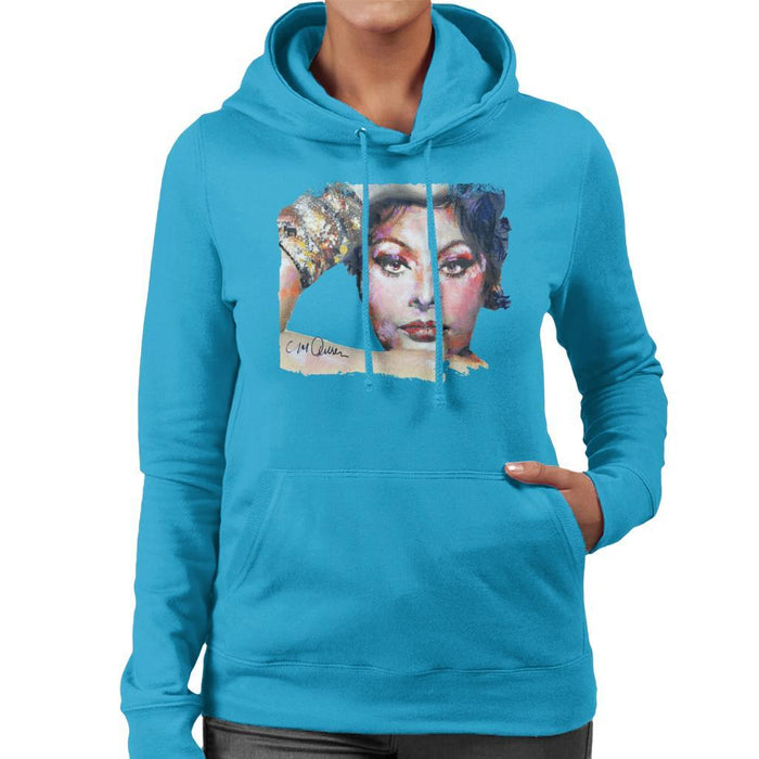 Sidney Maurer Original Portrait Of Sophia Loren Womens Hooded Sweatshirt - Womens Hooded Sweatshirt