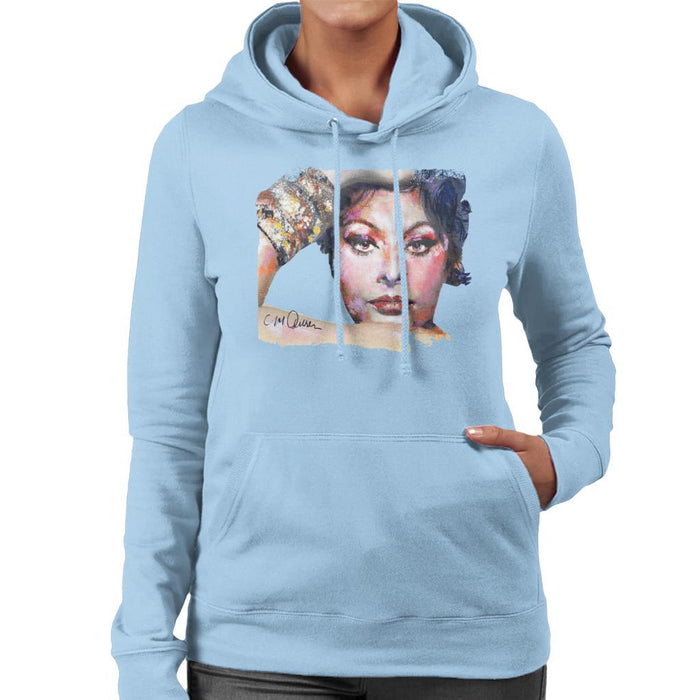 Sidney Maurer Original Portrait Of Sophia Loren Womens Hooded Sweatshirt - Womens Hooded Sweatshirt