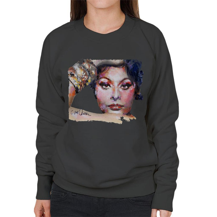 Sidney Maurer Original Portrait Of Sophia Loren Womens Sweatshirt - Womens Sweatshirt