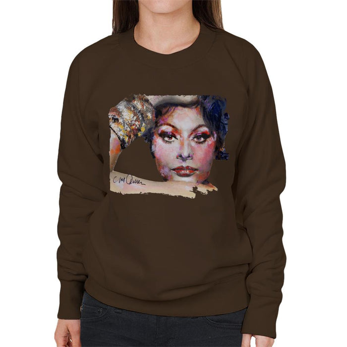 Sidney Maurer Original Portrait Of Sophia Loren Womens Sweatshirt - Womens Sweatshirt