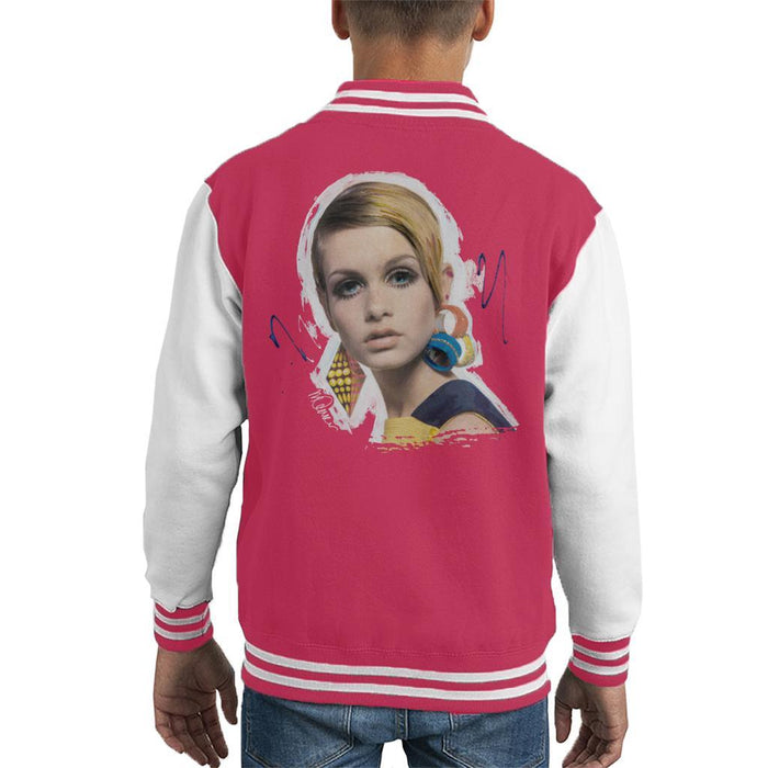 Sidney Maurer Original Portrait Of Twiggy Kids Varsity Jacket - Kids Boys Varsity Jacket