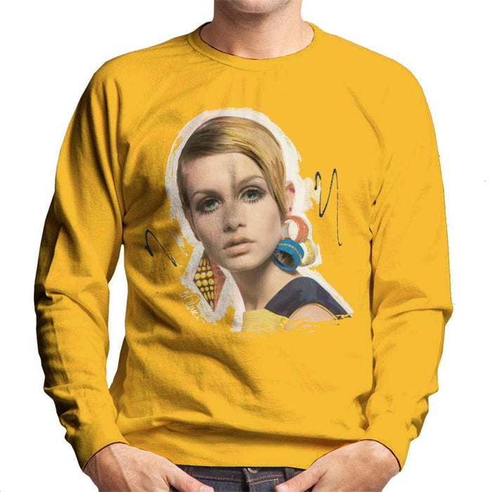 Sidney Maurer Original Portrait Of Twiggy Mens Sweatshirt - Small / Gold - Mens Sweatshirt