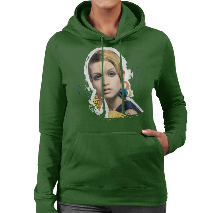 Sidney Maurer Original Portrait Of Twiggy Womens Hooded Sweatshirt - Womens Hooded Sweatshirt