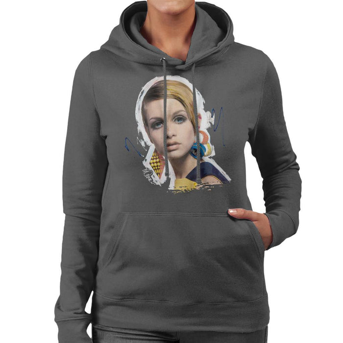 Sidney Maurer Original Portrait Of Twiggy Womens Hooded Sweatshirt - Womens Hooded Sweatshirt