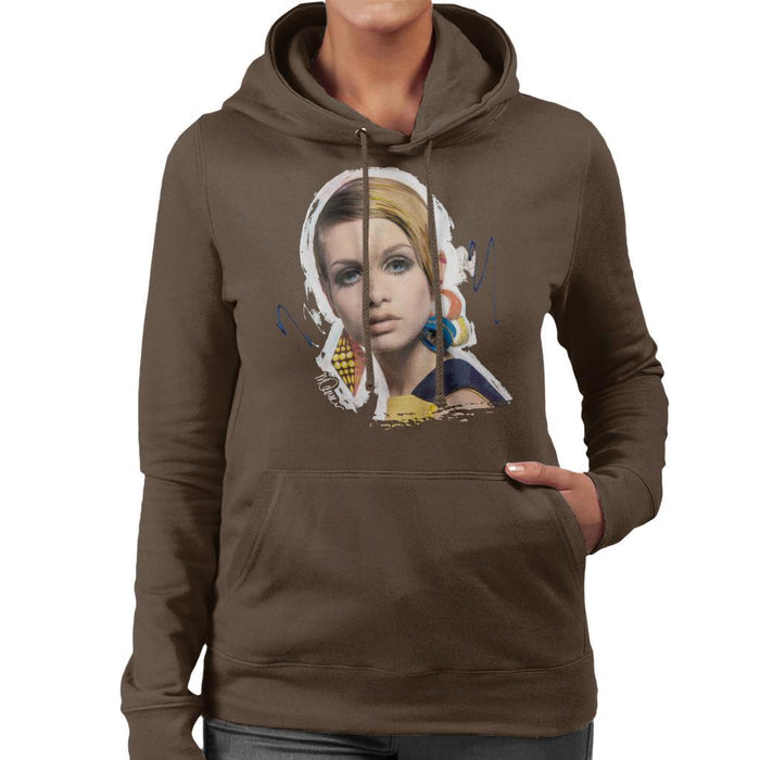 Sidney Maurer Original Portrait Of Twiggy Womens Hooded Sweatshirt - Womens Hooded Sweatshirt