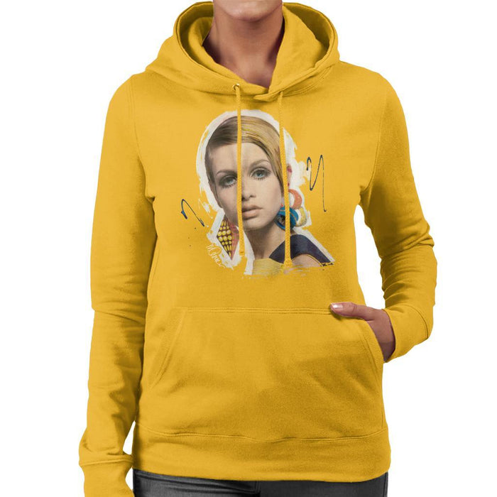 Sidney Maurer Original Portrait Of Twiggy Womens Hooded Sweatshirt - Womens Hooded Sweatshirt