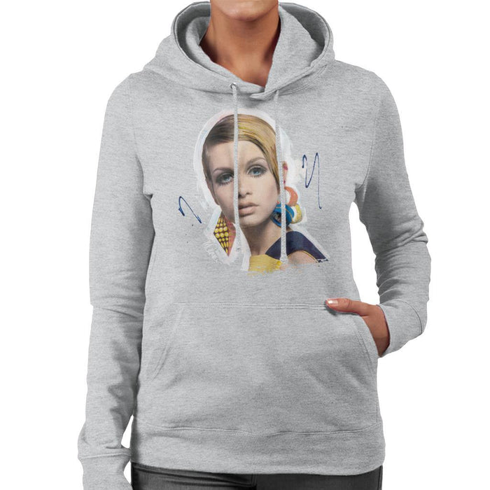 Sidney Maurer Original Portrait Of Twiggy Womens Hooded Sweatshirt - Womens Hooded Sweatshirt