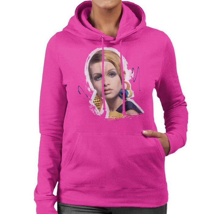 Sidney Maurer Original Portrait Of Twiggy Womens Hooded Sweatshirt - Womens Hooded Sweatshirt