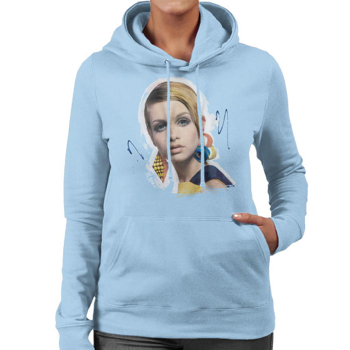 Sidney Maurer Original Portrait Of Twiggy Womens Hooded Sweatshirt - Womens Hooded Sweatshirt
