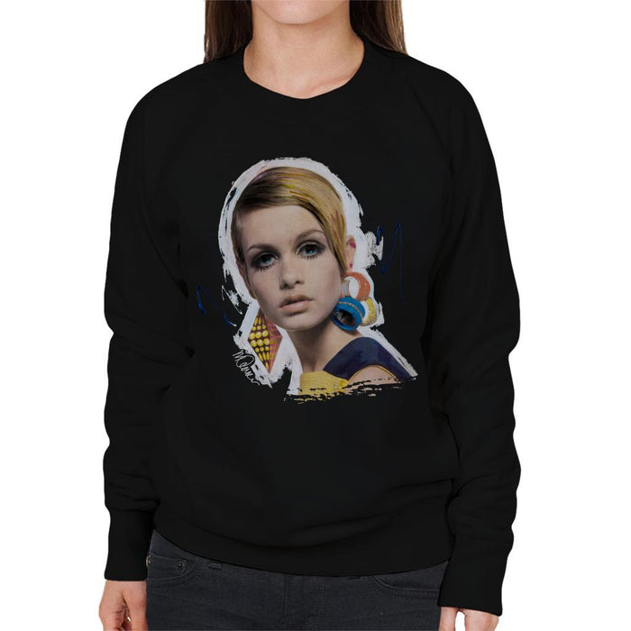 Sidney Maurer Original Portrait Of Twiggy Womens Sweatshirt - Womens Sweatshirt