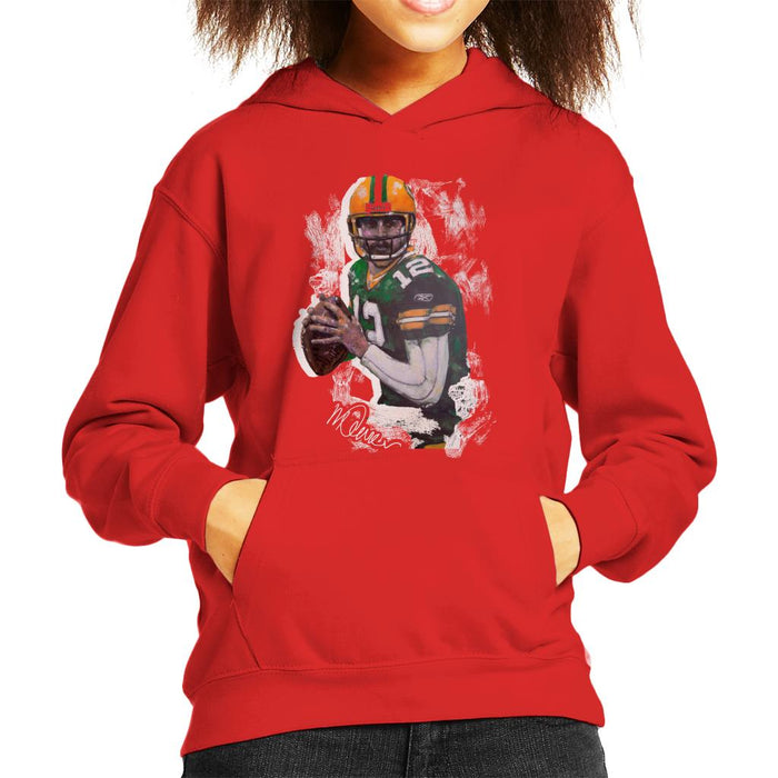 Sidney Maurer Original Portrait Of Aaron Rodgers Kid's Hooded Sweatshirt