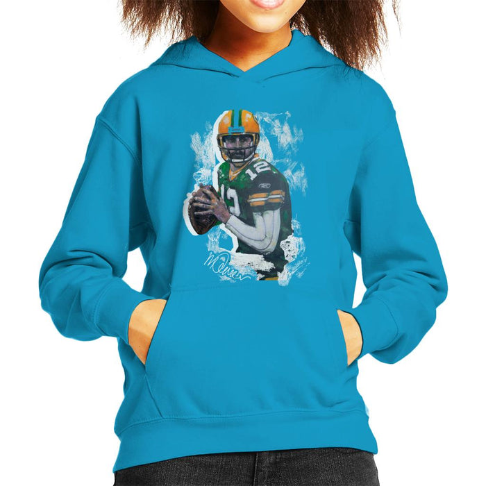 Sidney Maurer Original Portrait Of Aaron Rodgers Kid's Hooded Sweatshirt