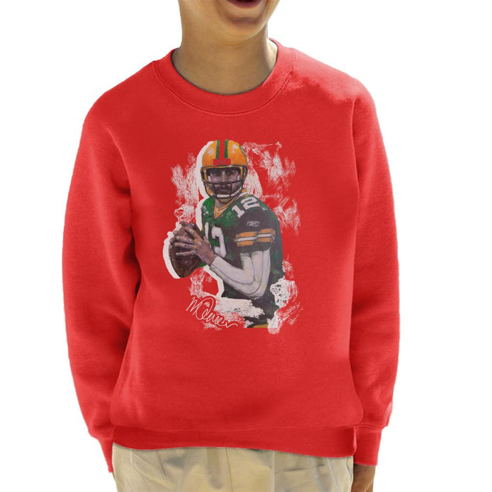 Sidney Maurer Original Portrait Of Aaron Rodgers Kid's Sweatshirt