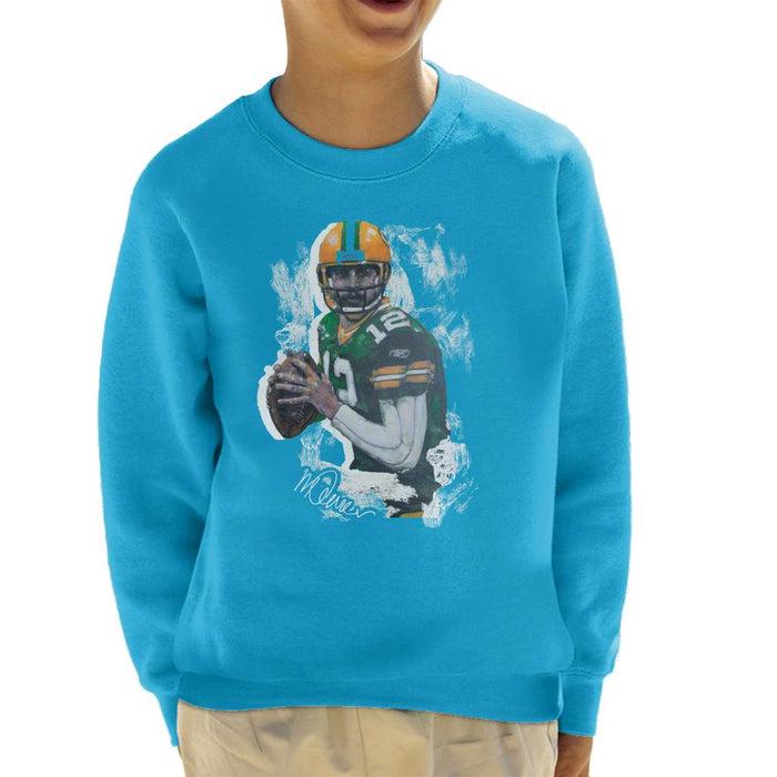 Sidney Maurer Original Portrait Of Aaron Rodgers Kid's Sweatshirt