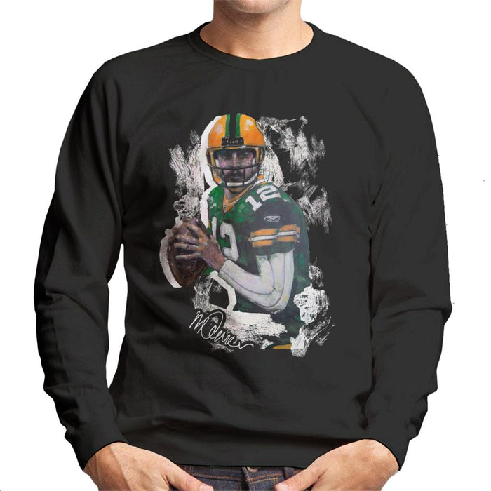 Sidney Maurer Original Portrait Of Aaron Rodgers Men's Sweatshirt