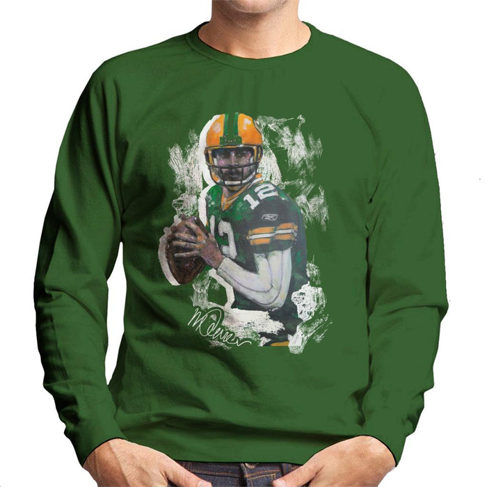 Sidney Maurer Original Portrait Of Aaron Rodgers Men's Sweatshirt