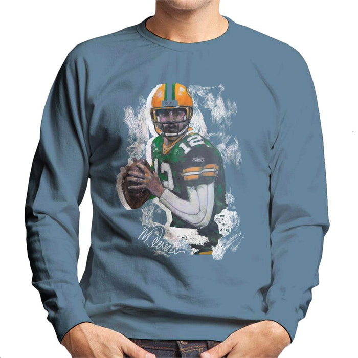 Sidney Maurer Original Portrait Of Aaron Rodgers Men's Sweatshirt