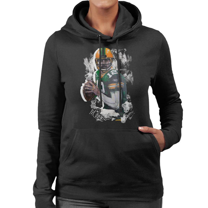 Sidney Maurer Original Portrait Of Aaron Rodgers Women's Hooded Sweatshirt