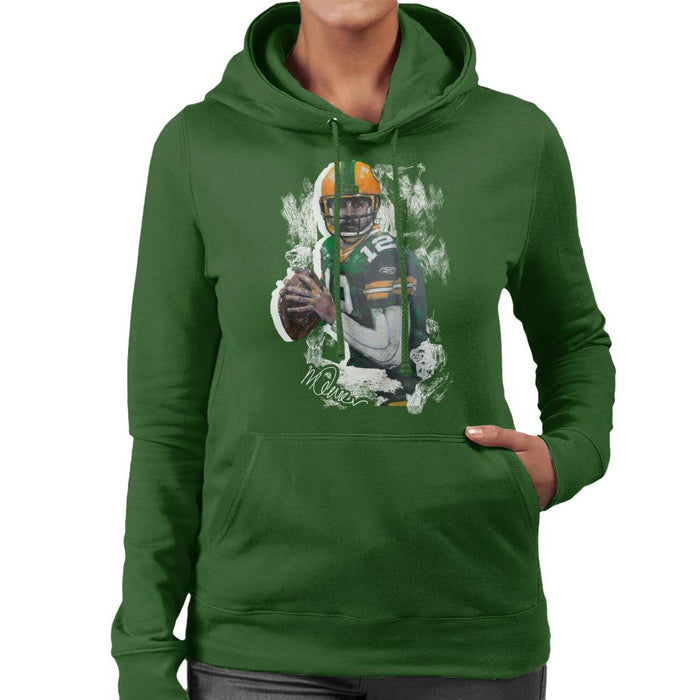 Sidney Maurer Original Portrait Of Aaron Rodgers Women's Hooded Sweatshirt