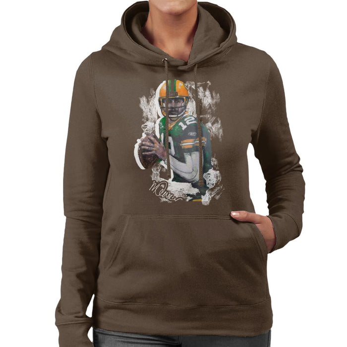 Sidney Maurer Original Portrait Of Aaron Rodgers Women's Hooded Sweatshirt