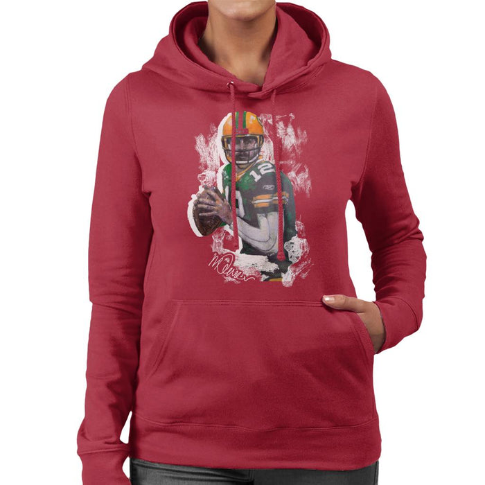 Sidney Maurer Original Portrait Of Aaron Rodgers Women's Hooded Sweatshirt