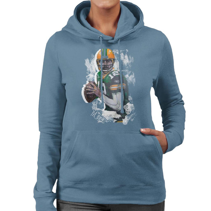 Sidney Maurer Original Portrait Of Aaron Rodgers Women's Hooded Sweatshirt