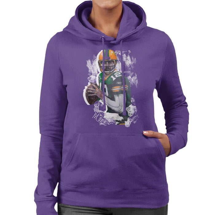 Sidney Maurer Original Portrait Of Aaron Rodgers Women's Hooded Sweatshirt