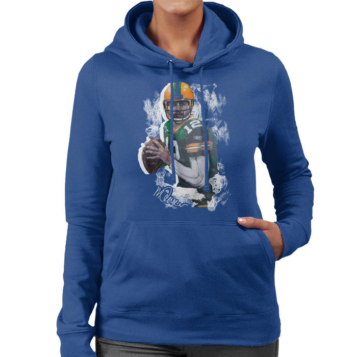 Sidney Maurer Original Portrait Of Aaron Rodgers Women's Hooded Sweatshirt