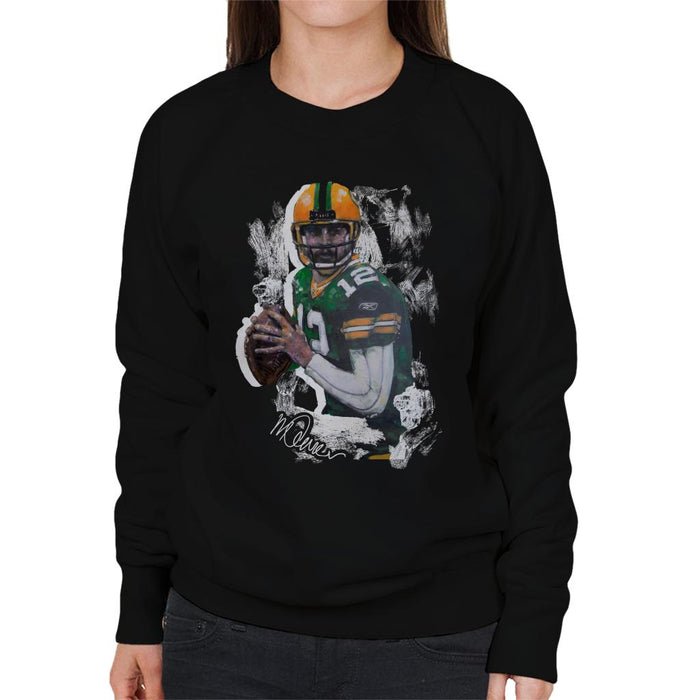 Sidney Maurer Original Portrait Of Aaron Rodgers Women's Sweatshirt