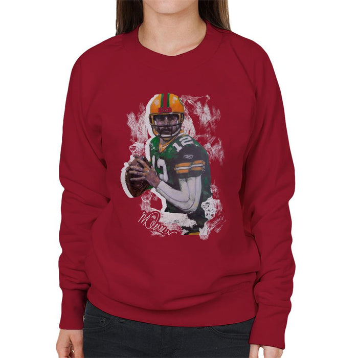 Sidney Maurer Original Portrait Of Aaron Rodgers Women's Sweatshirt