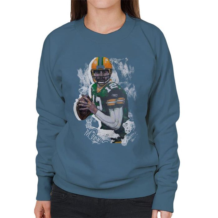 Sidney Maurer Original Portrait Of Aaron Rodgers Women's Sweatshirt