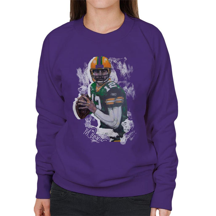 Sidney Maurer Original Portrait Of Aaron Rodgers Women's Sweatshirt