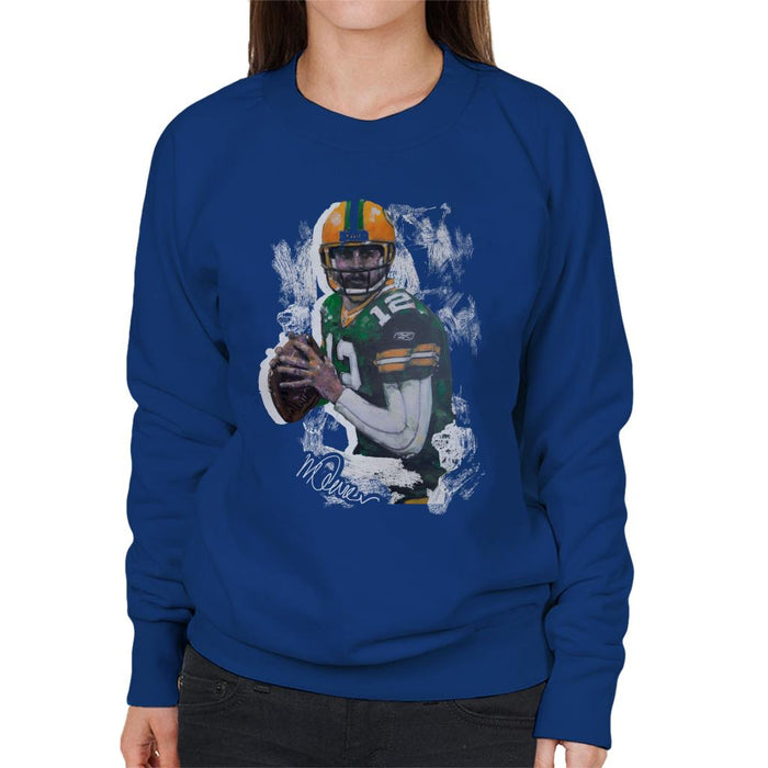 Sidney Maurer Original Portrait Of Aaron Rodgers Women's Sweatshirt