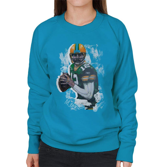 Sidney Maurer Original Portrait Of Aaron Rodgers Women's Sweatshirt