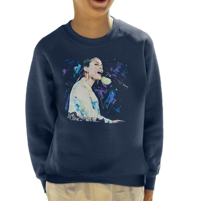 Sidney Maurer Original Portrait Of Alicia Keys Kid's Sweatshirt
