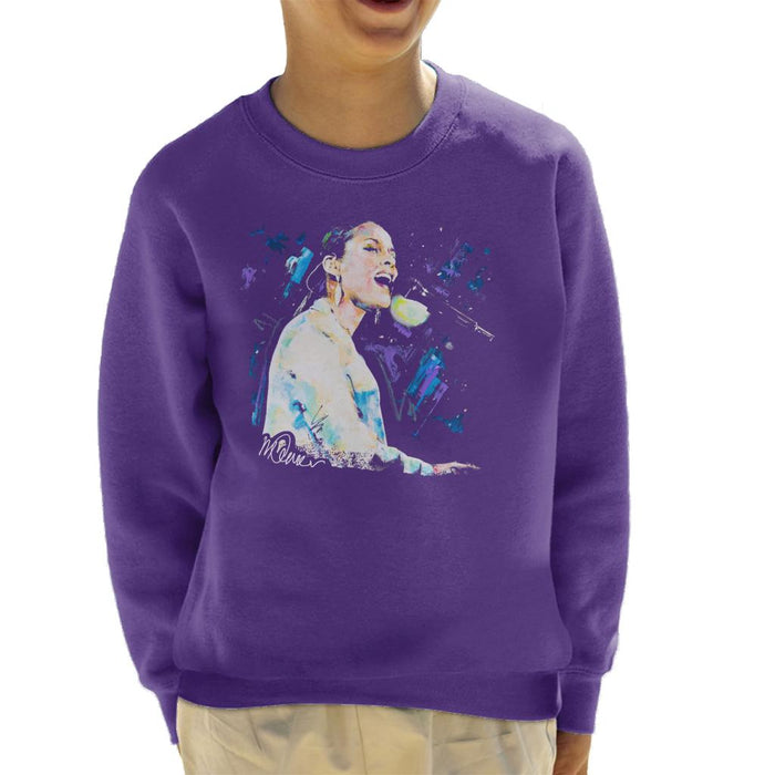 Sidney Maurer Original Portrait Of Alicia Keys Kid's Sweatshirt