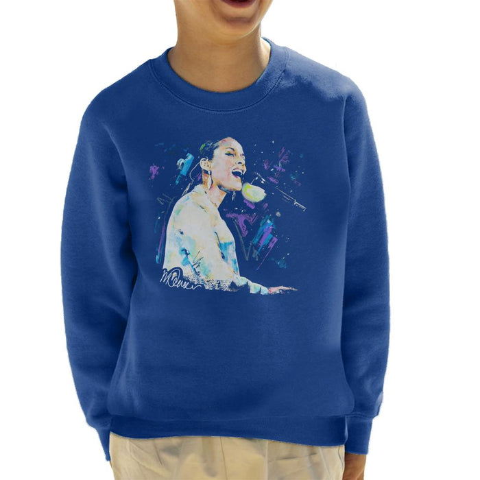 Sidney Maurer Original Portrait Of Alicia Keys Kid's Sweatshirt