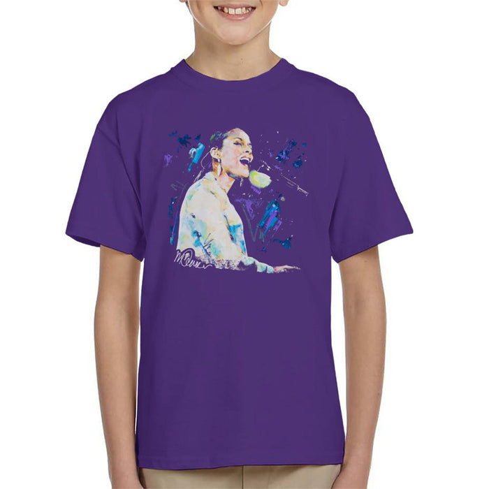 Sidney Maurer Original Portrait Of Alicia Keys Kid's T-Shirt