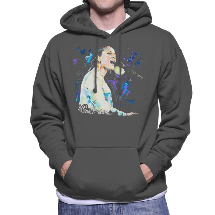 Sidney Maurer Original Portrait Of Alicia Keys Men's Hooded Sweatshirt