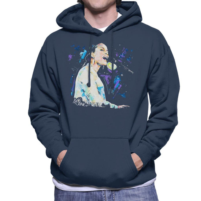 Sidney Maurer Original Portrait Of Alicia Keys Men's Hooded Sweatshirt