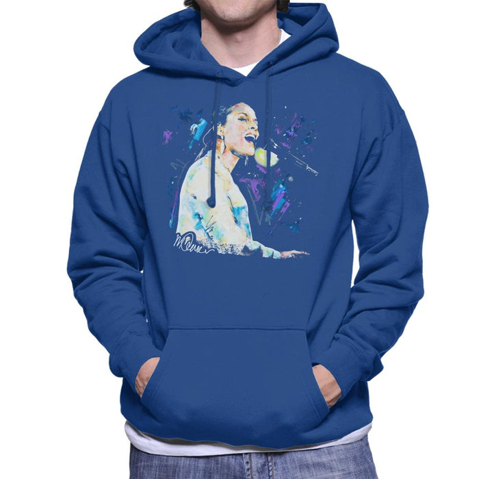Sidney Maurer Original Portrait Of Alicia Keys Men's Hooded Sweatshirt