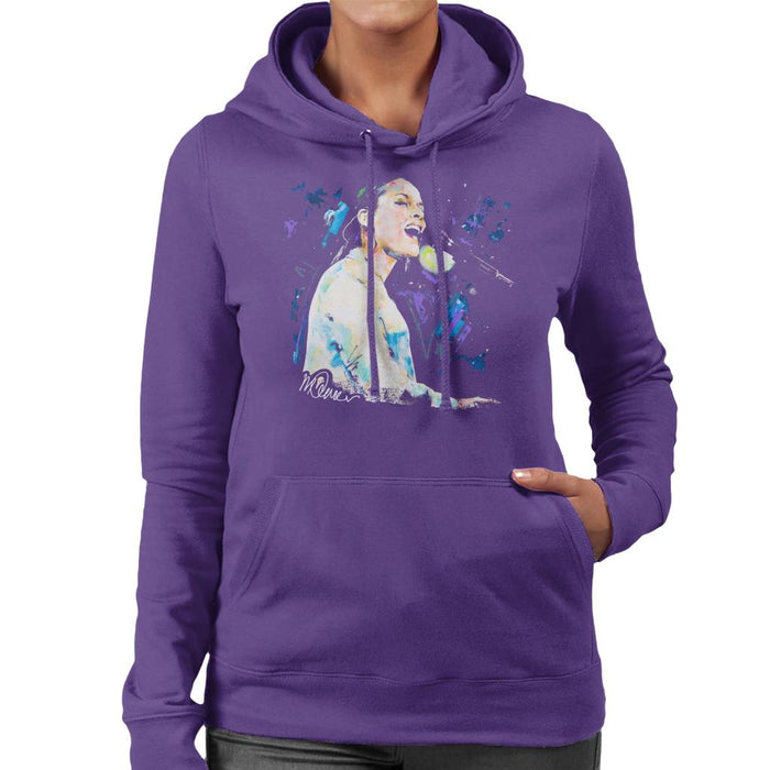 Sidney Maurer Original Portrait Of Alicia Keys Women's Hooded Sweatshirt