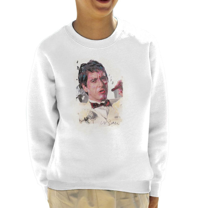 Sidney Maurer Original Portrait Of Al Pacino Scarface Tuxedo Kid's Sweatshirt