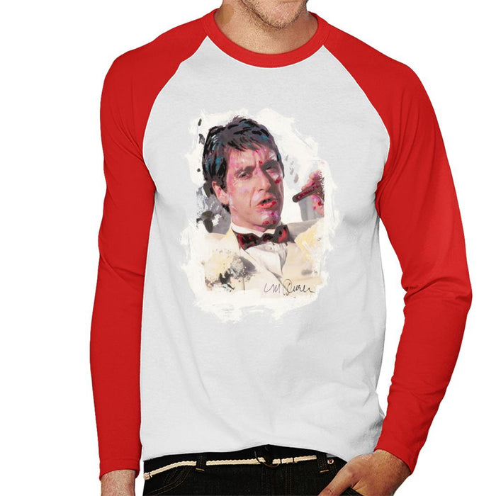 Sidney Maurer Original Portrait Of Al Pacino Scarface Tuxedo Men's Baseball Long Sleeved T-Shirt