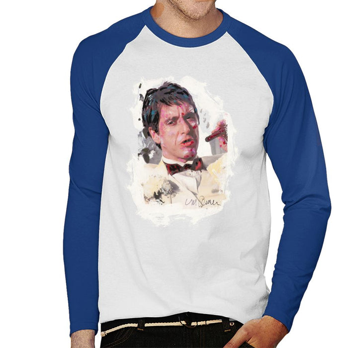 Sidney Maurer Original Portrait Of Al Pacino Scarface Tuxedo Men's Baseball Long Sleeved T-Shirt