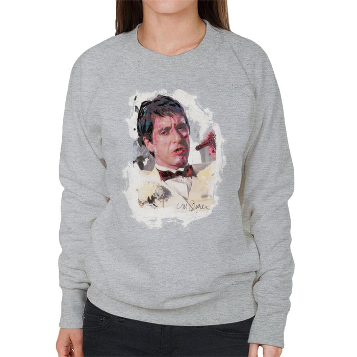 Sidney Maurer Original Portrait Of Al Pacino Scarface Tuxedo Women's Sweatshirt