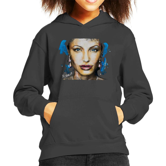 Sidney Maurer Original Portrait Of Angelina Jolie Kid's Hooded Sweatshirt